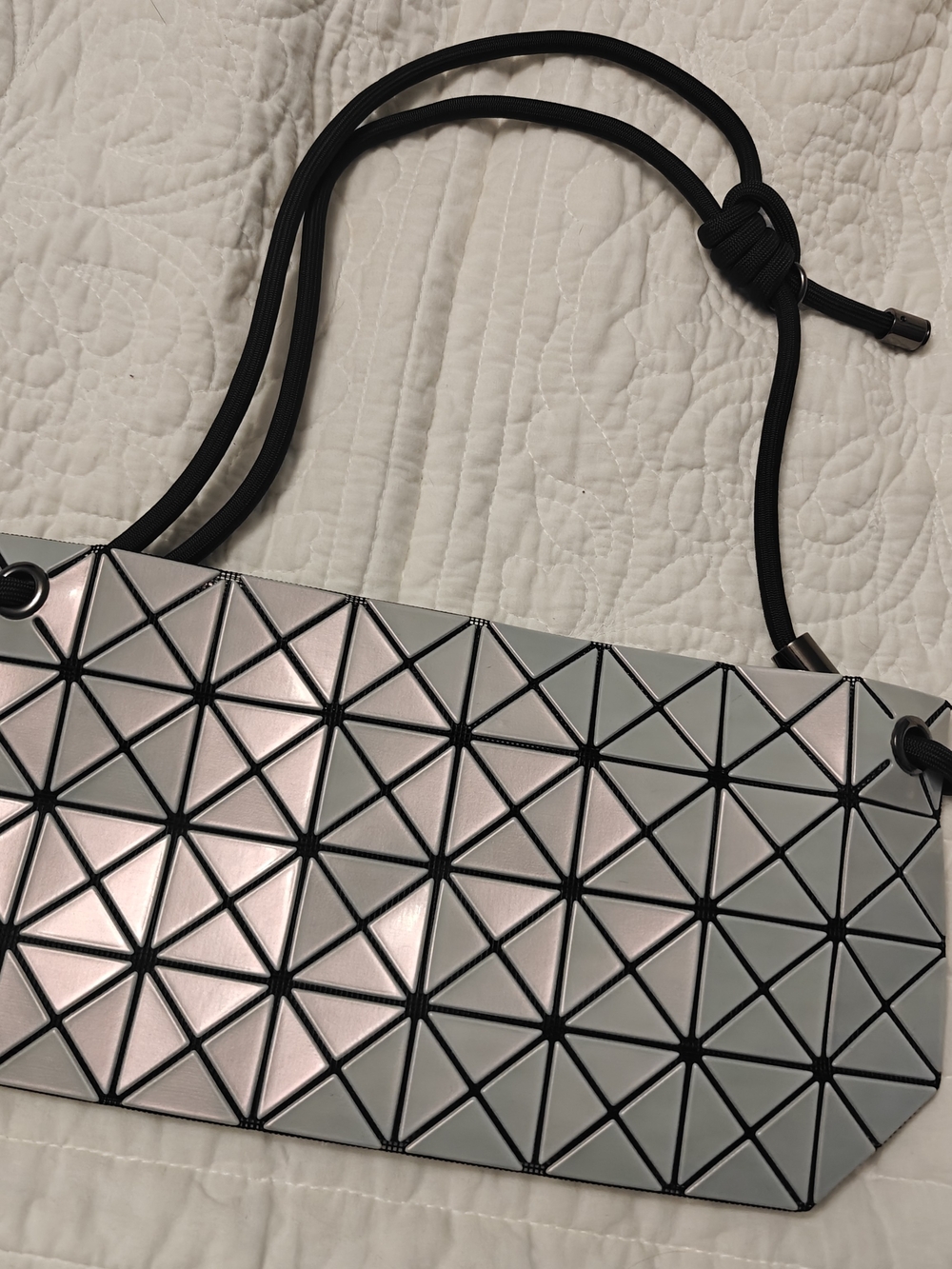 Geometric Tile Shoulder Bag With Iridescent Sheen